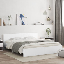 Berkfield Bed Frame with LED without Mattress White 180x200 cm Super King