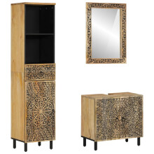 Berkfield 3 Piece Bathroom Furniture Set Solid Wood Mango