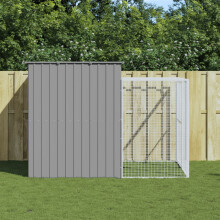 Berkfield Dog House with Run Light Grey 214x253x181 cm Galvanised Steel