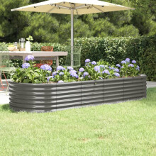 Berkfield Garden Raised Bed Galvanised Steel 224x80x36 cm Grey