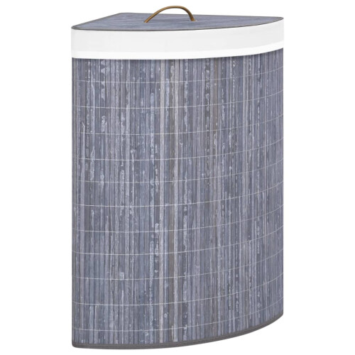 Berkfield Bamboo Corner Laundry Basket Grey 60 L