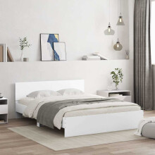 Berkfield Bed Frame with LED without Mattress White 150x200 cm King Size