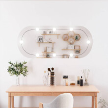 Berkfield Wall Mirror with LED Lights 40x90 cm Glass Oval