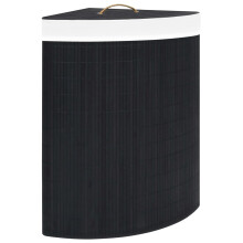 Berkfield Bamboo Corner Laundry Basket Black 60 L