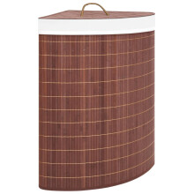 Berkfield Bamboo Corner Laundry Basket Brown 60 L