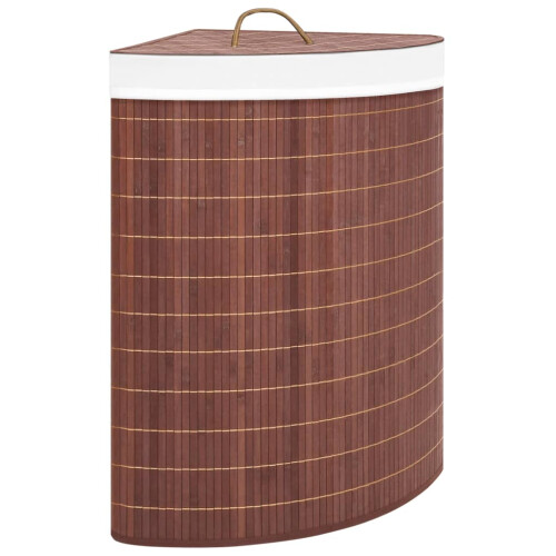 Berkfield Bamboo Corner Laundry Basket Brown 60 L