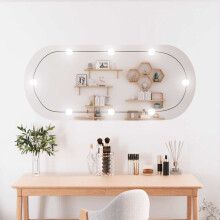 Berkfield Wall Mirror with LED Lights 45x100 cm Glass Oval