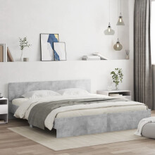 Berkfield Bed Frame with LED without Mattress Concrete Grey 180x200 cm Super King
