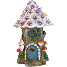 Op zonne-energie werkend schattig sprookjeshuisje voor in de tuin - Sprookjesaccessoires van hars, geschikt voor buitendecoratie, grote