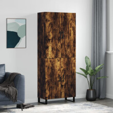 Berkfield Highboard Smoked Oak 69.5x34x180 cm Engineered Wood