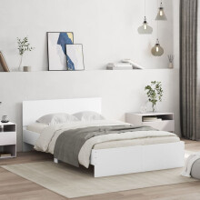 Berkfield Bed Frame with LED without Mattress White 135x190 cm Double