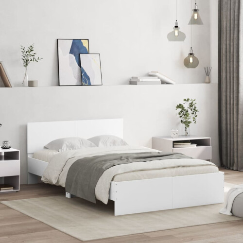 Berkfield Bed Frame with LED without Mattress White 135x190 cm Double