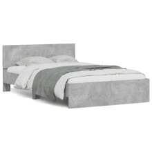 Berkfield Bed Frame with Headboard and LED Concrete Grey 120x190 cm Small Double