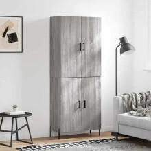 Berkfield Highboard Grey Sonoma 69.5x34x180 cm Engineered Wood