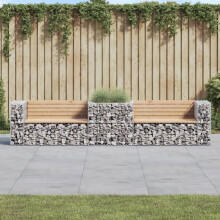 Berkfield Garden Bench with Gabion Basket Solid Wood Pine
