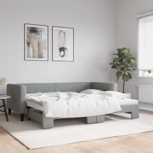 Berkfield Daybed with Trundle without Mattress Light Grey 90x190 cm Single