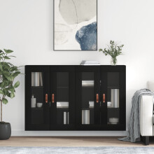 Berkfield Wall Mounted Cabinets 2 pcs Black Engineered Wood