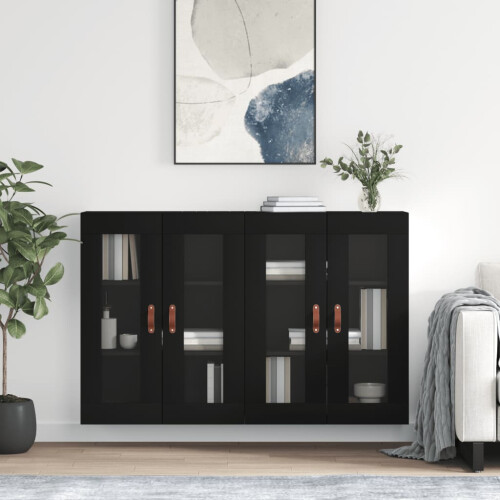 Berkfield Wall Mounted Cabinets 2 pcs Black Engineered Wood