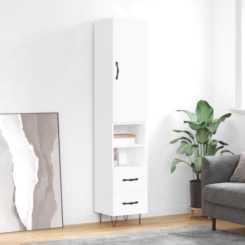 Berkfield Highboard White 34.5x34x180 cm Engineered Wood