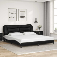 Berkfield Bed Frame without Mattress "Hvar" Black and White 180x200 cm Super King Faux Leather