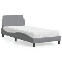 Berkfield Bed with Mattress "Dover" Light Grey Single Fabric