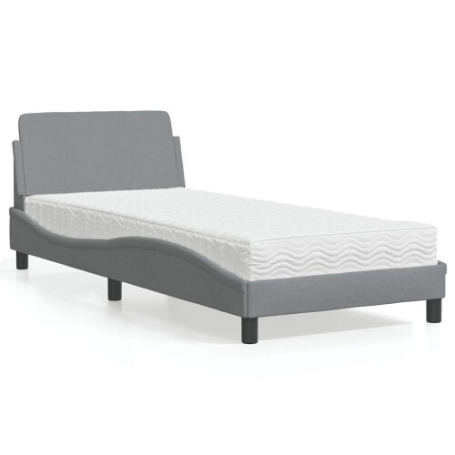 Berkfield Bed with Mattress "Dover" Light Grey Single Fabric