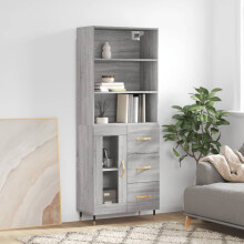 Berkfield Highboard Grey Sonoma 69.5x34x180 cm Engineered Wood