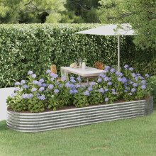 Berkfield Garden Raised Bed Galvanised Steel 322x100x36 cm Silver
