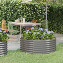 Berkfield Garden Raised Bed Galvanised Steel 100x100x36 cm Grey