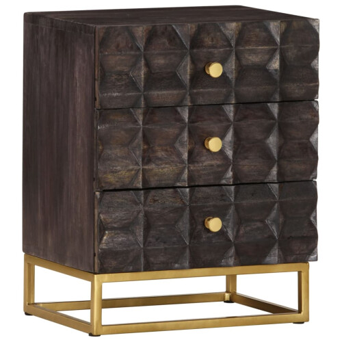 Berkfield Bed Cabinet Black 40x30x50 cm Solid Mango Wood
