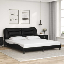 Berkfield Bed Frame without Mattress "Hvar" Black 180x200 cm Super King Faux Leather