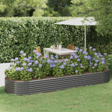 Berkfield Garden Raised Bed Galvanised Steel 322x100x36 cm Grey
