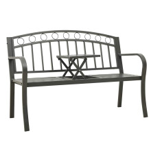 Berkfield Garden Bench with Table Grey 120 cm Steel