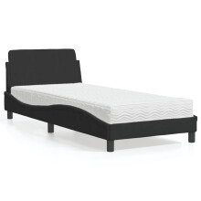 Berkfield Bed with Mattress "Dover" Black Single Velvet