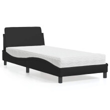 Berkfield Bed with Mattress "Dover" Black Single Faux Leather