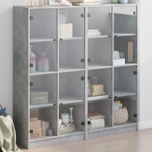 Berkfield Bookcase with Doors Concrete Grey 136x37x142 cm Engineered Wood