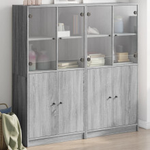 Berkfield Bookcase with Doors Grey Sonoma 136x37x142 cm Engineered Wood