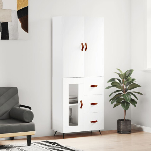 Berkfield Highboard White 69.5x34x180 cm Engineered Wood