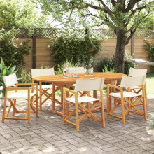Berkfield 6 Piece Folding Garden Chairs Cream White Fabric