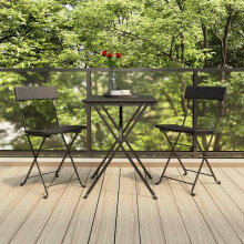 Berkfield 3 Piece Folding Bistro Set Black Poly Rattan