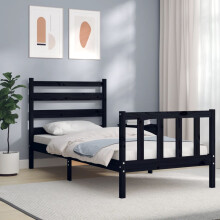 Berkfield Bed Frame without Mattress Black Small Single Solid Wood Pine