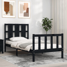 Berkfield Bed Frame without Mattress Black Small Single Solid Wood Pine