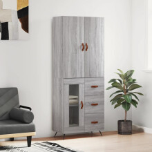 Berkfield Highboard Grey Sonoma 69.5x34x180 cm Engineered Wood