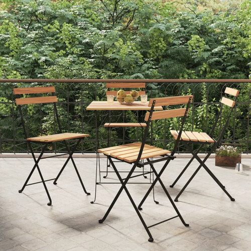Berkfield Folding Bistro Chairs 4 pcs Solid Wood Teak and Steel