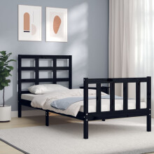 Berkfield Bed Frame without Mattress Black Small Single Solid Wood Pine