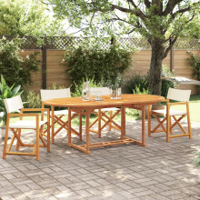 Berkfield 4 Piece Folding Garden Chairs Cream White Fabric