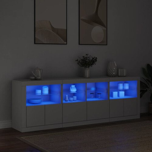 Berkfield Sideboard with LED Lights White 202x37x67 cm