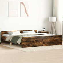 Berkfield Bed Frame without Mattress Smoked Oak 180x200 cm Super King