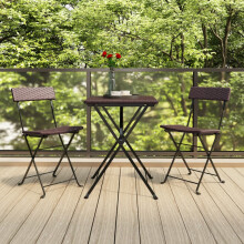 Berkfield Folding Bistro Chairs 2 pcs Brown Poly Rattan and Steel