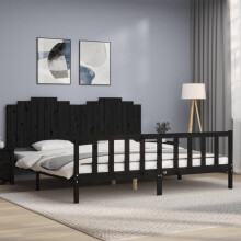 Berkfield Bed Frame without Mattress Black 200x200 cm Solid Wood Pine